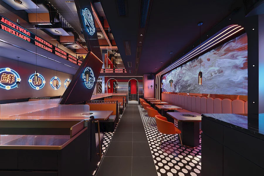 粤小釜照明设计现场照片--埃素灯光设计餐饮案例